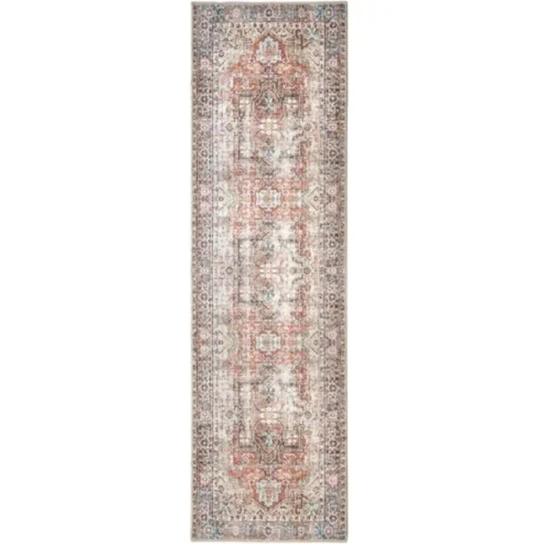 Traditional Medallion Patterned Beige Runner Rugs image 2