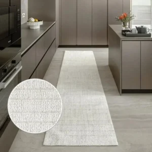 Tranquil Textured Ivory Runner Rugs