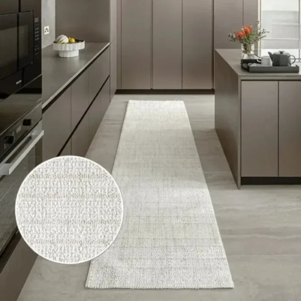 Tranquil Textured Ivory Runner Rugs