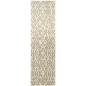 Trellis Pattern Beige Ivory Runner Rugs image 2