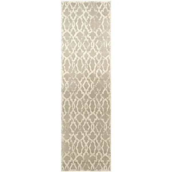 Trellis Pattern Beige Ivory Runner Rugs image 2