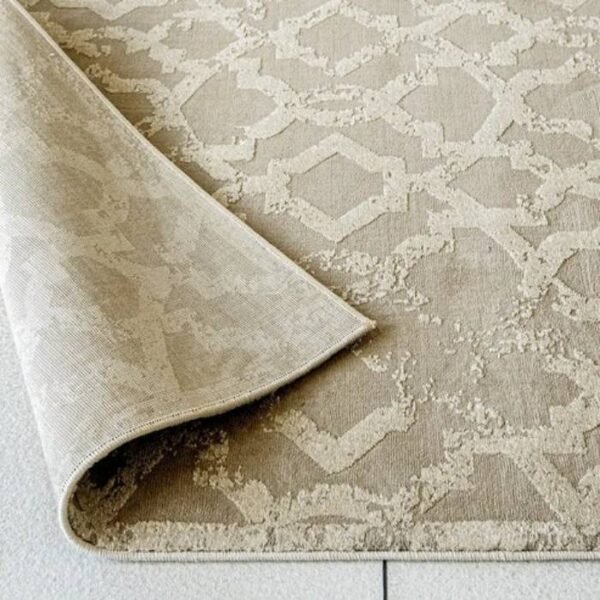 Trellis Pattern Beige Ivory Runner Rugs - Image 3