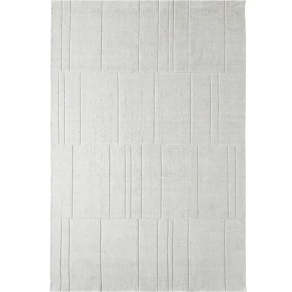 Light grey rug featuring tufted linework