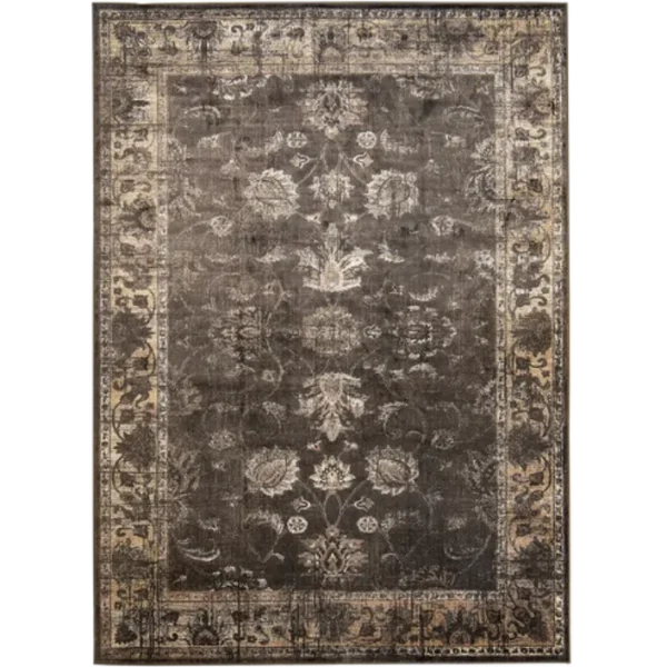vintage distressed brown rug design