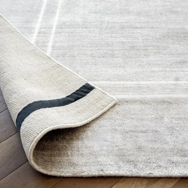 White Bordered Grey Runner Rug image 1