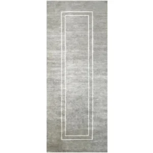 White Bordered Grey Runner Rug image 2