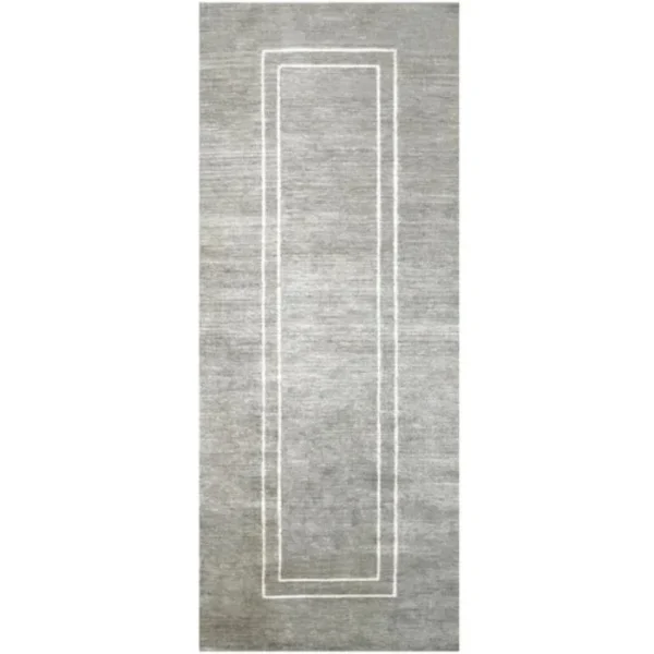White Bordered Grey Runner Rug image 2