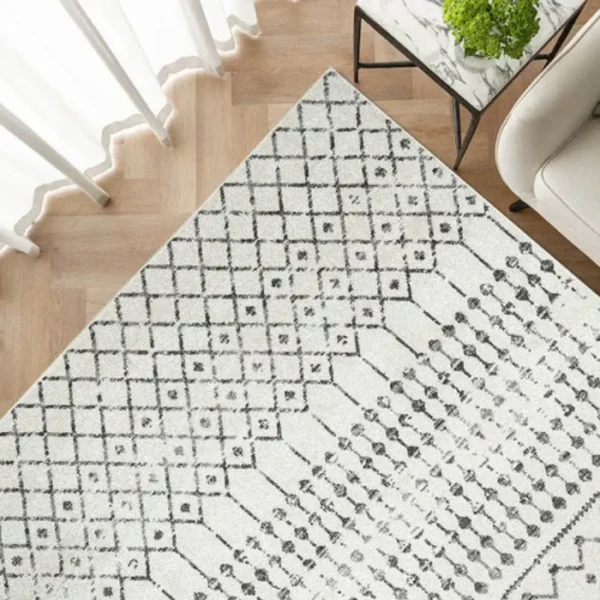 Folk rug under dining table