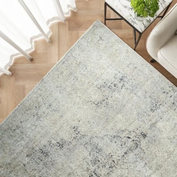 Distressed Grey Beige Abstract Rugs - Image 4