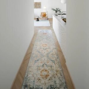 Woven Texture Runner Rug – Vintage Medallion Pattern image 3