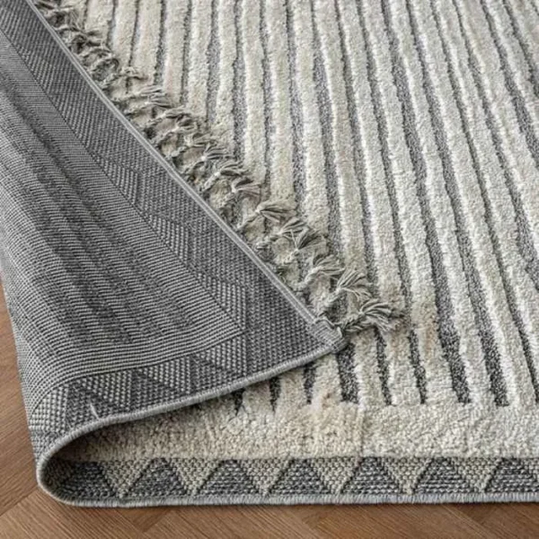 Ivory Zigzag Striped Rug