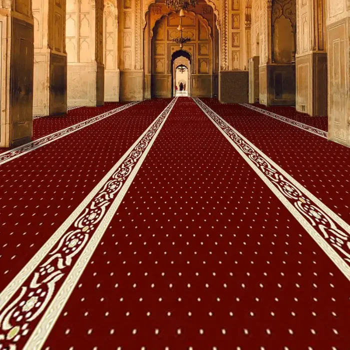 Al-Mustaqeem Maroon Masjid Carpet image 3