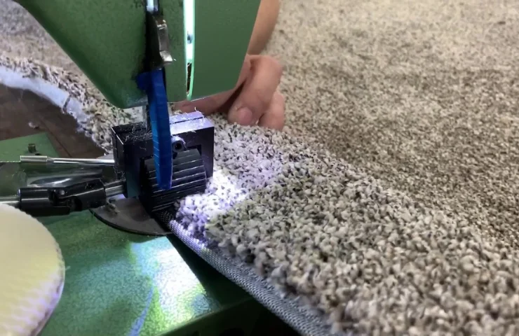 Finishing the edge of a carpet with tape in Dubai
