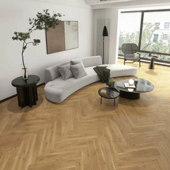 Perfectly aligned herringbone flooring setup