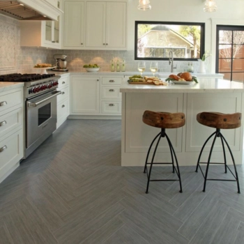 Kitchen White Ceramic Parquet Floor in Dubai