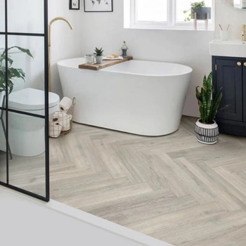 Light Grey Herringbone Bathroom Vinyl Flooring in Dubai