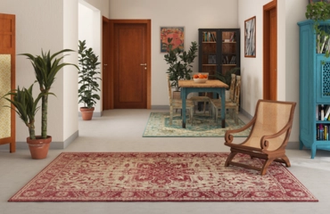 Turkish rug installation in Dubai living room