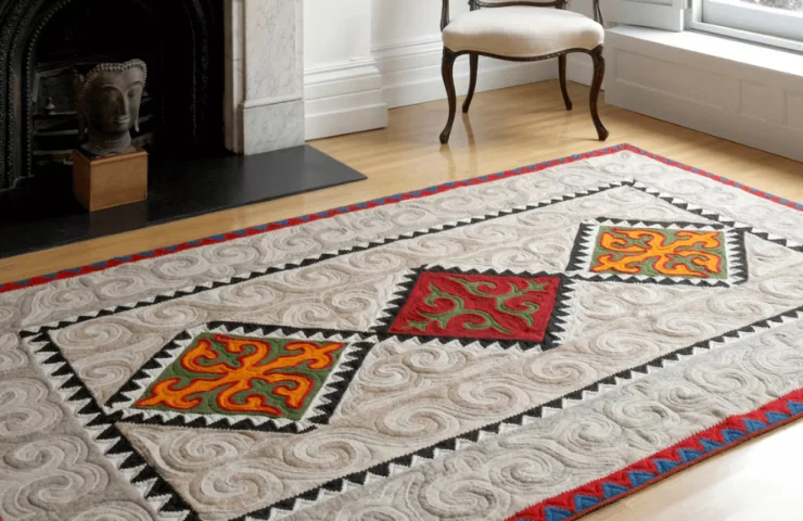 Vibrant Geometric Rug with Ethnic Motif in Dubai