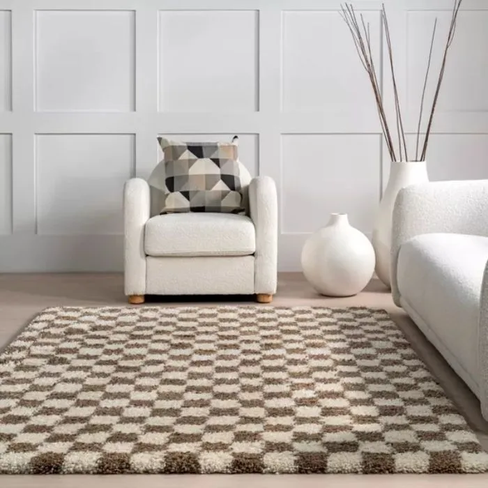 Adelaide Checkered Shaggy Rug