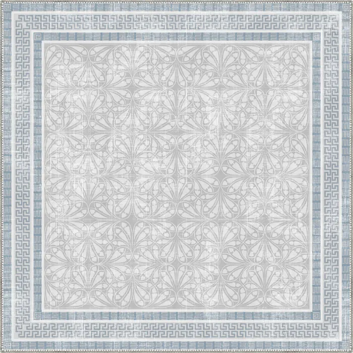 Alexis Blue Bordered Grey Turkish Carpet