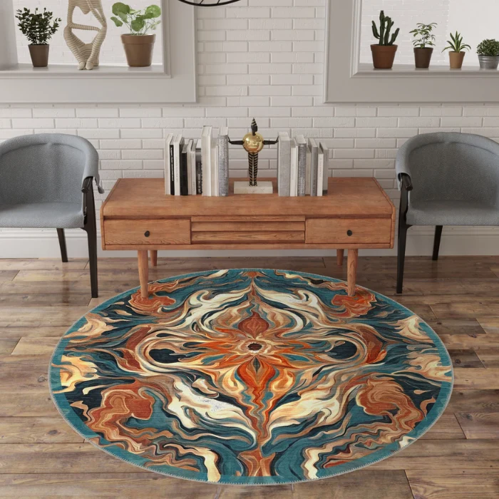 Brynn Orange Medallion Turkish Carpet img 2