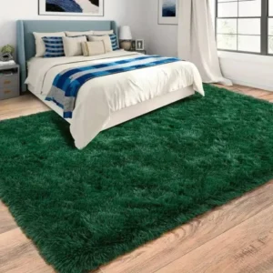 Dark Green Shaggy Rug img 1