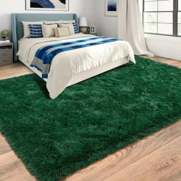 Dark Green Shaggy Rug img 1