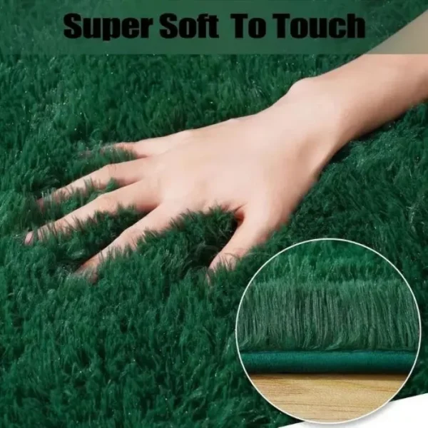 Dark Green Shaggy Rug img 2