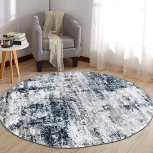 Distressed Abstract Round Rug