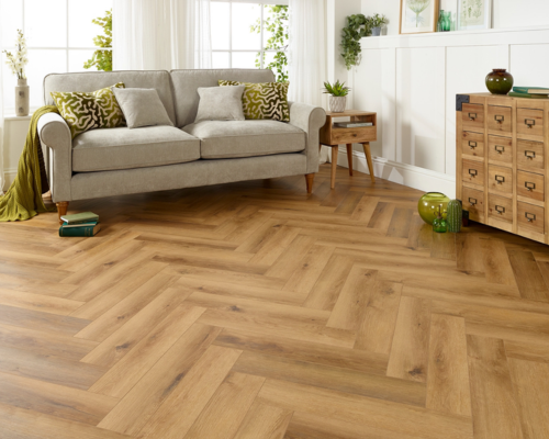 Duchess Nature Oak Vinyl Click LVT Herringbone Flooring in Dubai