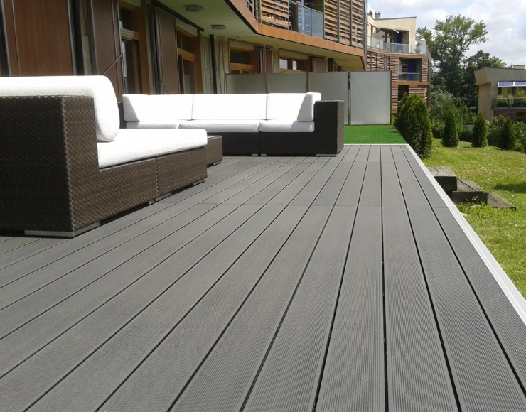 WPC solid decking in outdoor patio