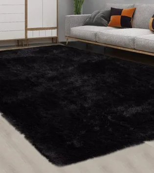 Elegant Black Shaggy Carpet Collection in Dubai