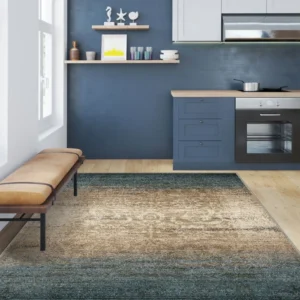 Eliana Teal Beige Damask Rug img 3