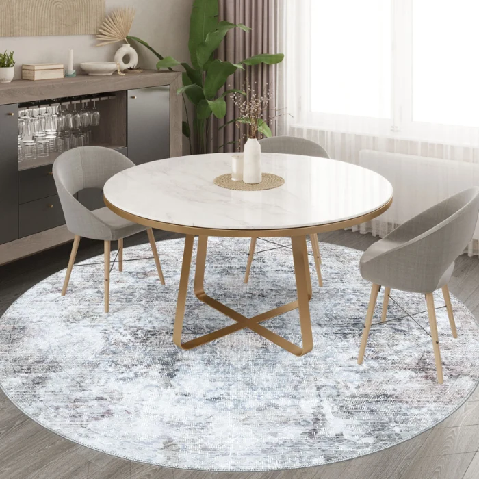 Ethan Brown Blue Erased Turkish Rugs img 2