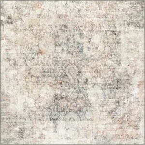 Ethan Washable Erased Flower Turkish Carpet