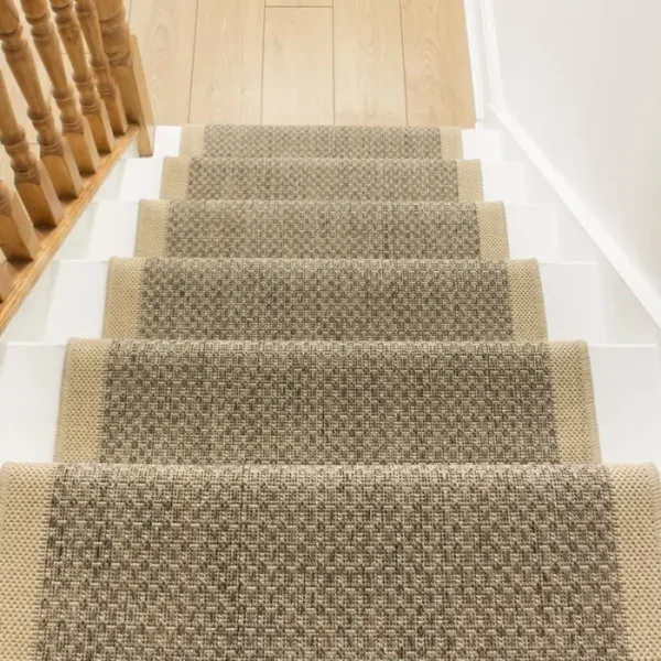 Gingham Tweed Beige Stair Runner image 3