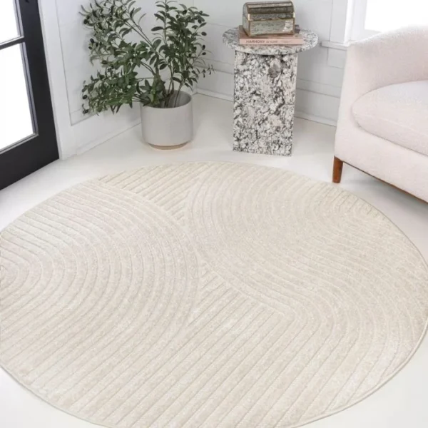 Hallie Curve Geometric Round Rug