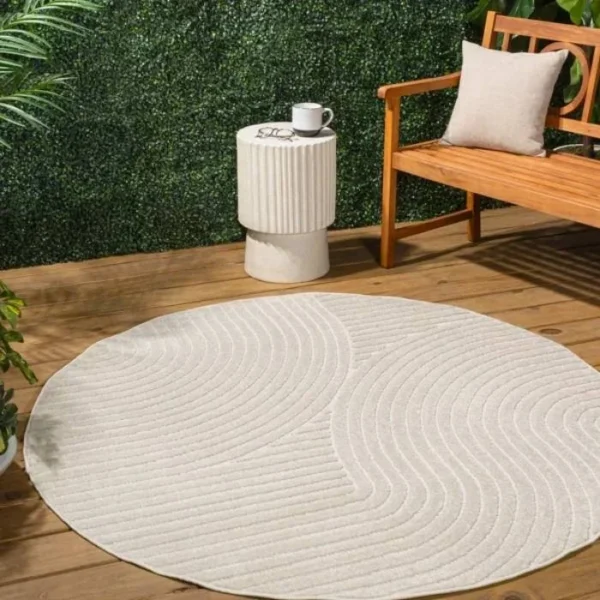 Hallie Curve Geometric Round Rug img 1