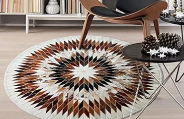 Handmade 100% Natural Cowhide Round Rug in Dubai