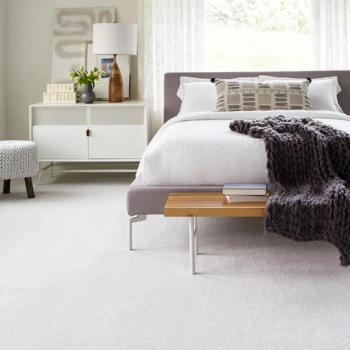 Modern white carpet installed in home