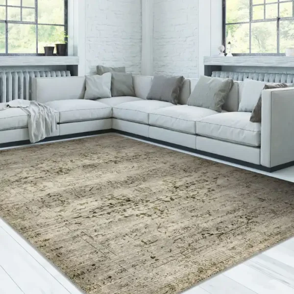Hudson Green Beige Medallion Turkish Carpet image 2