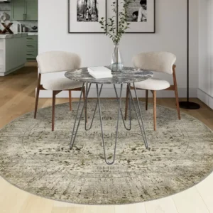 Hudson Green Beige Medallion Turkish Carpet image 3