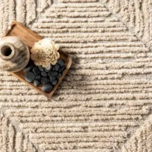 Kerry Textured Geometric Round Rug img 1
