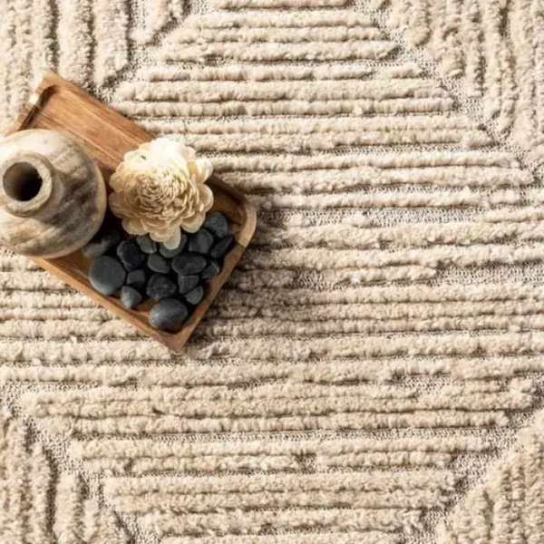 Kerry Textured Geometric Round Rug img 1