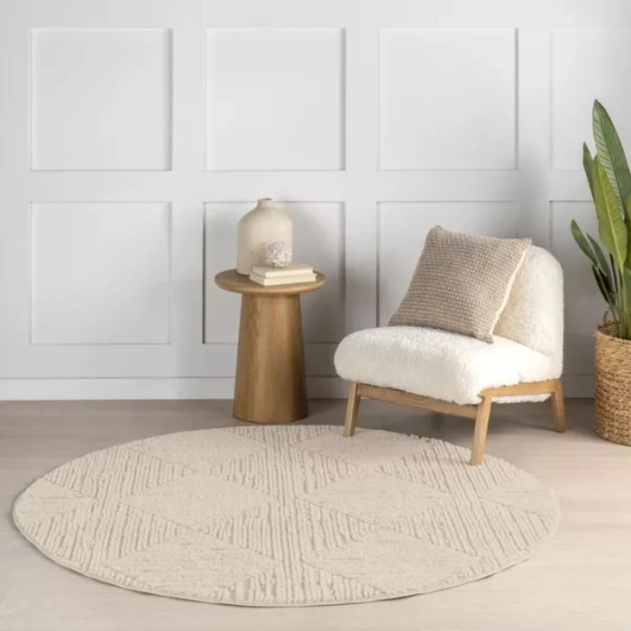 Kerry Textured Geometric Round Rug