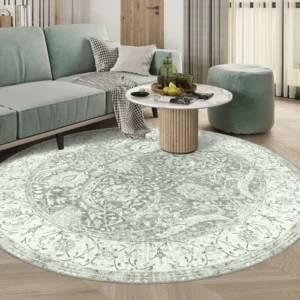 Leonie Washable Green Turkish Carpet img 3