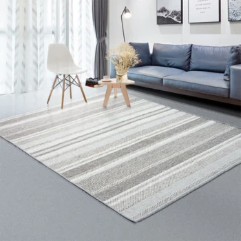 Living room with freshly installed wool carpet