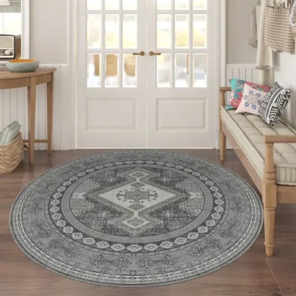 Magnus Medallion Grey Turkish Carpet image 3
