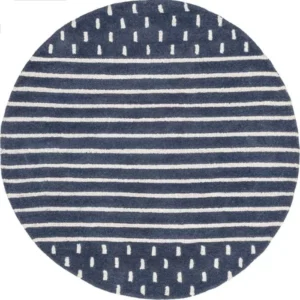 Mandia Wool Striped Round Rug img 2