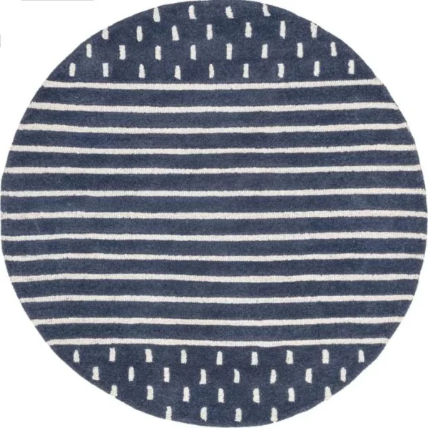 Mandia Wool Striped Round Rug img 2